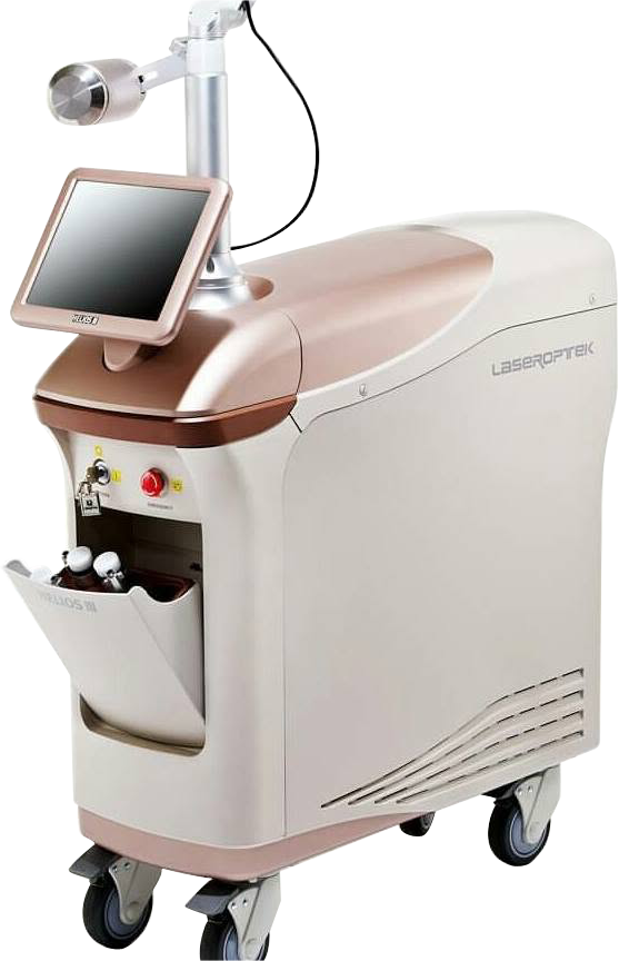 Q-switched laser used for pigment and tattoo work.